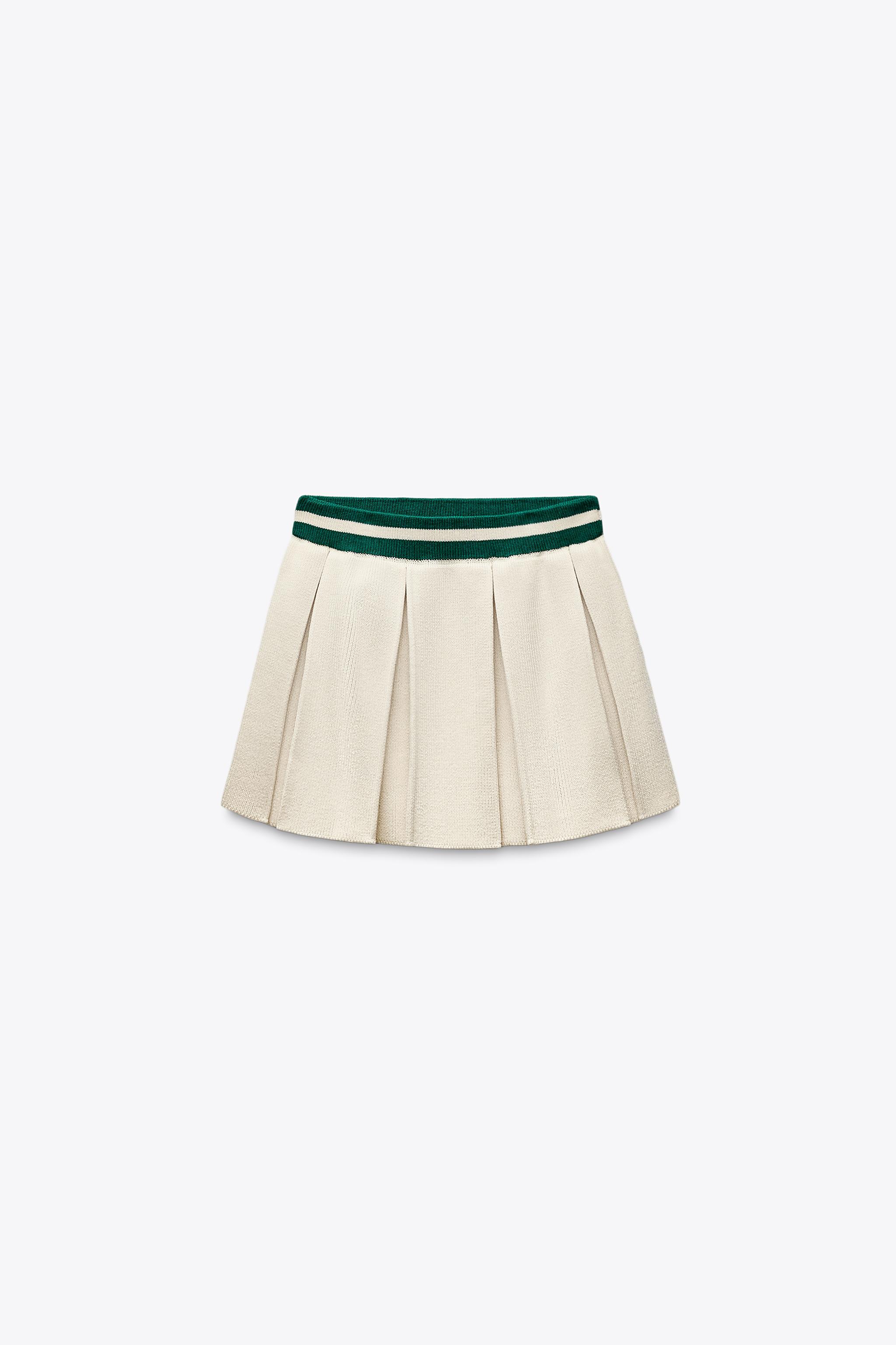 BOX PLEAT KNIT MINI SKIRT - Ecru | ZARA United States