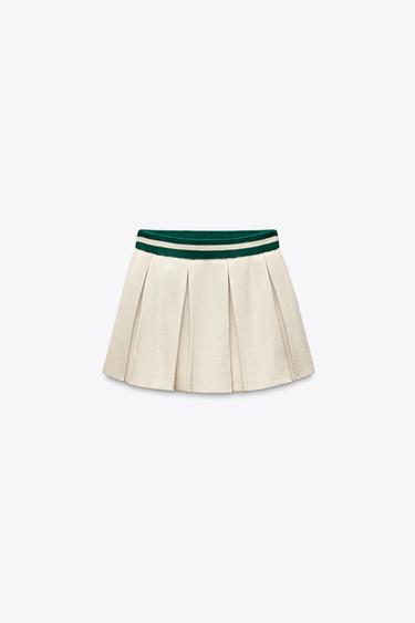 MINI JUPE EN MAILLE À PLIS PLATS - Écru de Zara