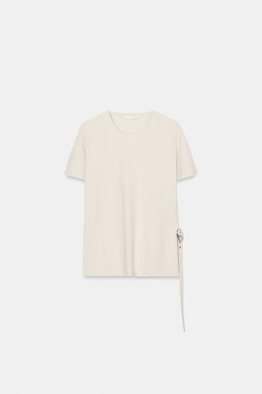 버클 트임 티셔츠 - Zara 베이지