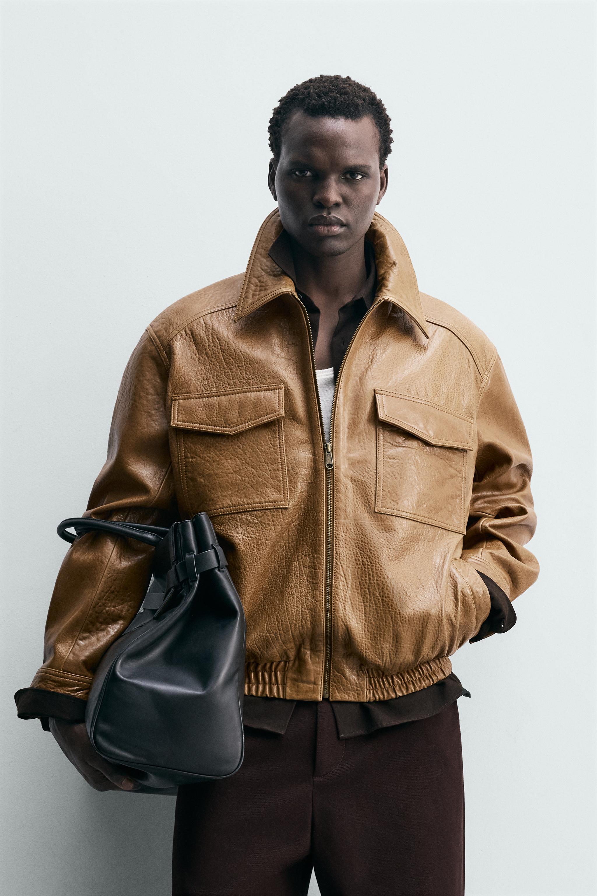 BLOUSON EN CUIR À POCHES