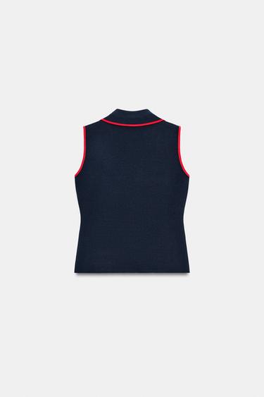 GILET CROISÉ À BOUCLES - Bleu marine de Zara - Image 6