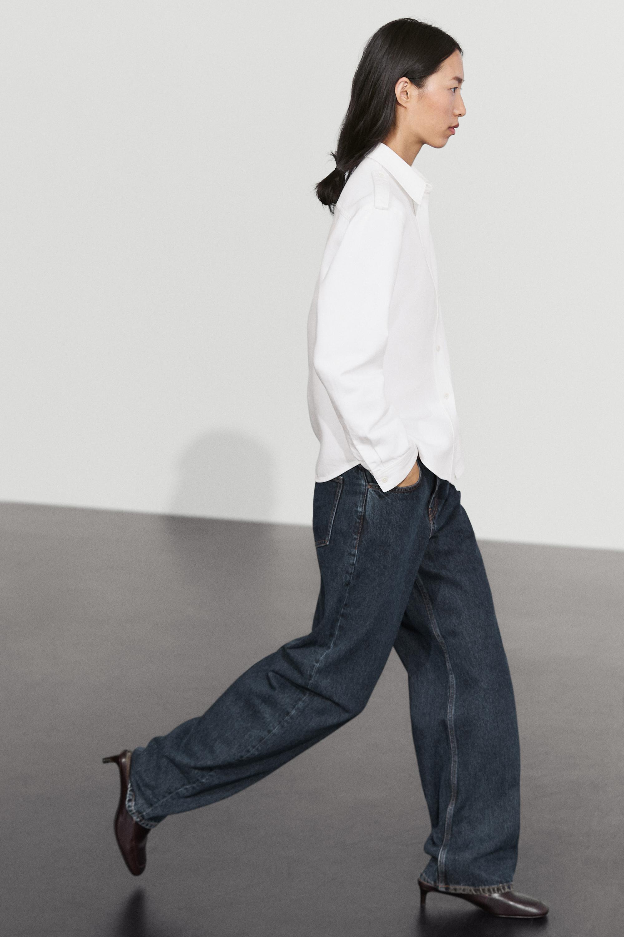 Denim shirt with shoulder detail