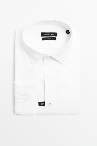 Zara Slim fit 100% cotton Oxford shirt - White