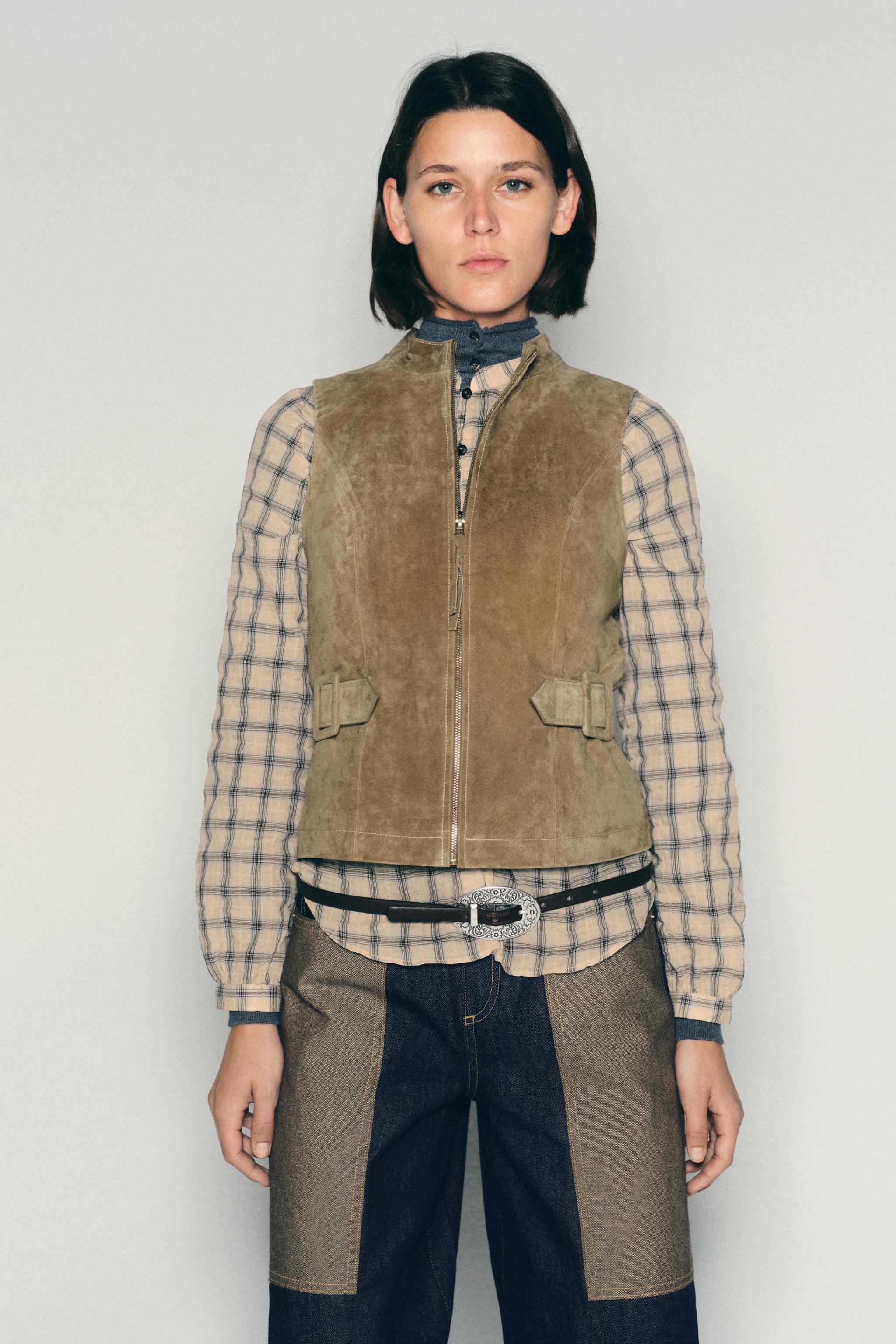 100% LEATHER TAB BODYSUIT - Brown / Taupe | ZARA United States