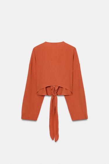 CROPPED TOP WITH BOW - Brick by Zara - Image 8