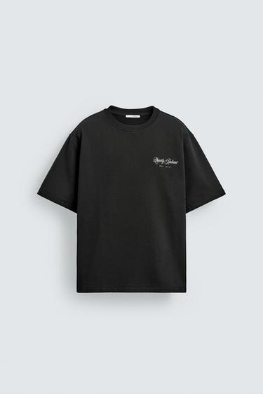 تيشرت بكتابات مطبوعة - أسود by Zara