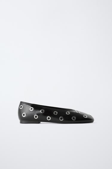 STUDDED BALLERINAS - Black by Zara - Image 0