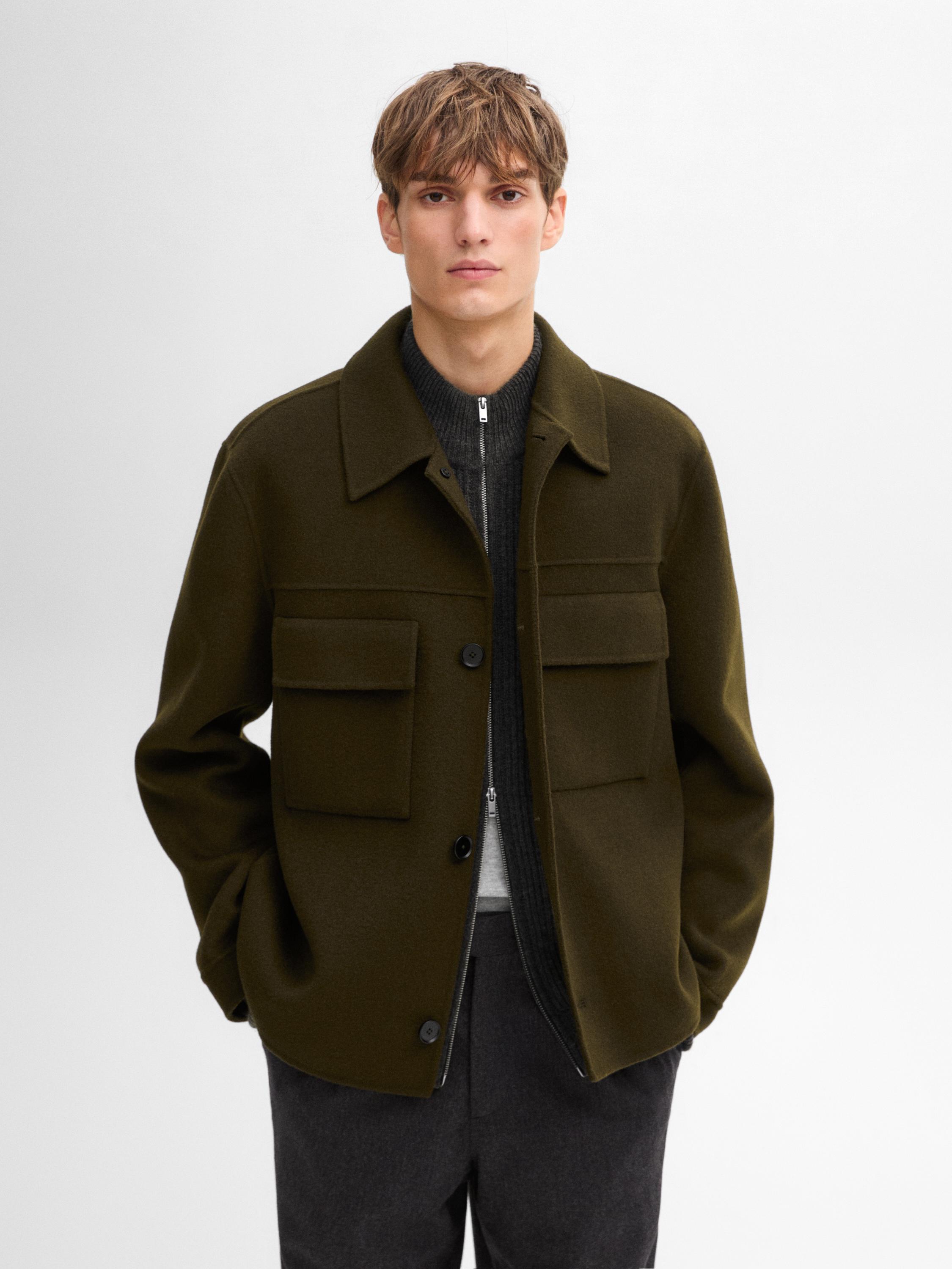 Wool jacket with double pockets - Khaki | ZARA United States Wool jacket with double pockets - Khaki | ZARA United States