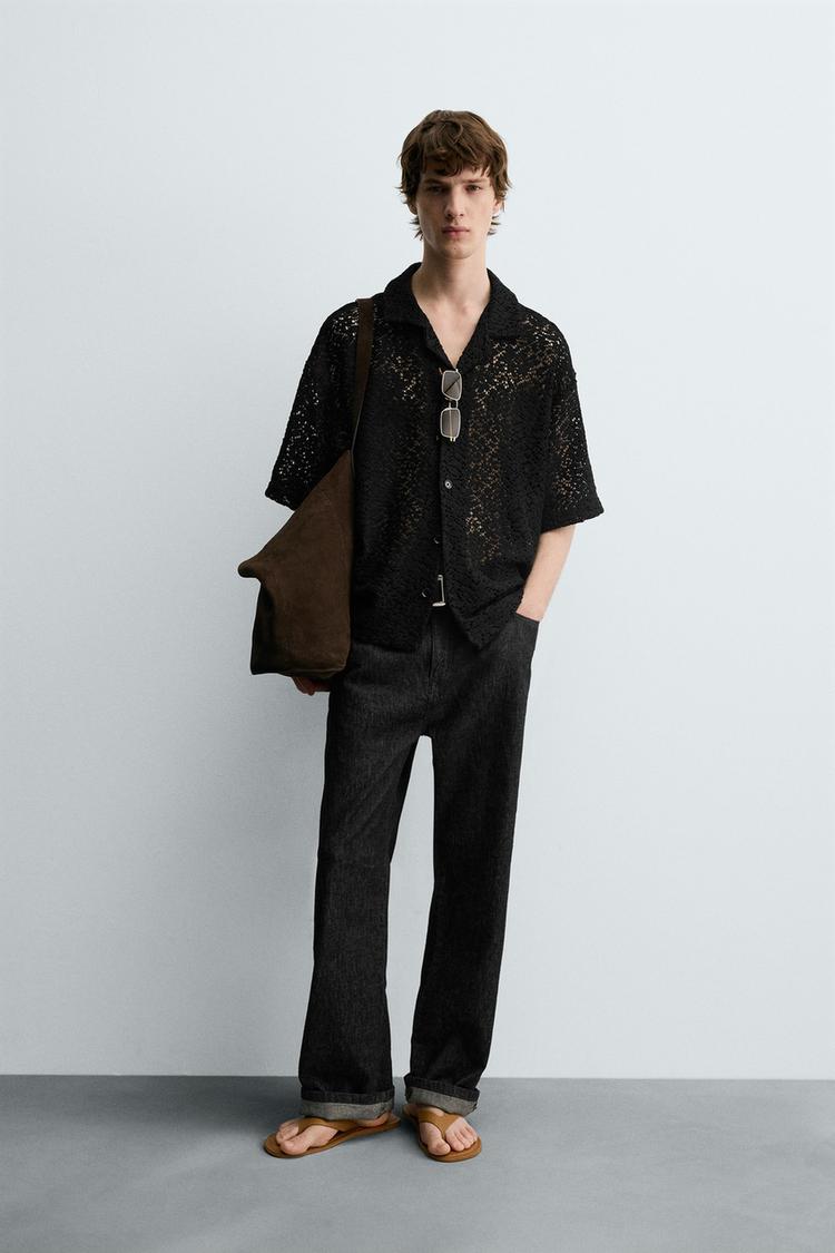 CAMICIA STRUTTURA CROCHET Nero ZARA Italia Italy