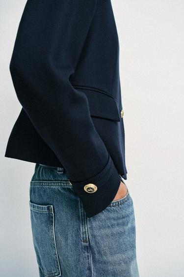 TAILORED BLAZER WITH GOLDEN BUTTON - Navy blue by Zara - Image 4