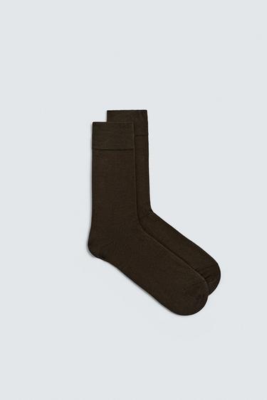 Zara MERCERIZED COTTON BLEND SOCKS - Brown