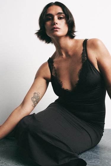 DRESS WITH MATCHING LACE - Black by Zara - Image 1