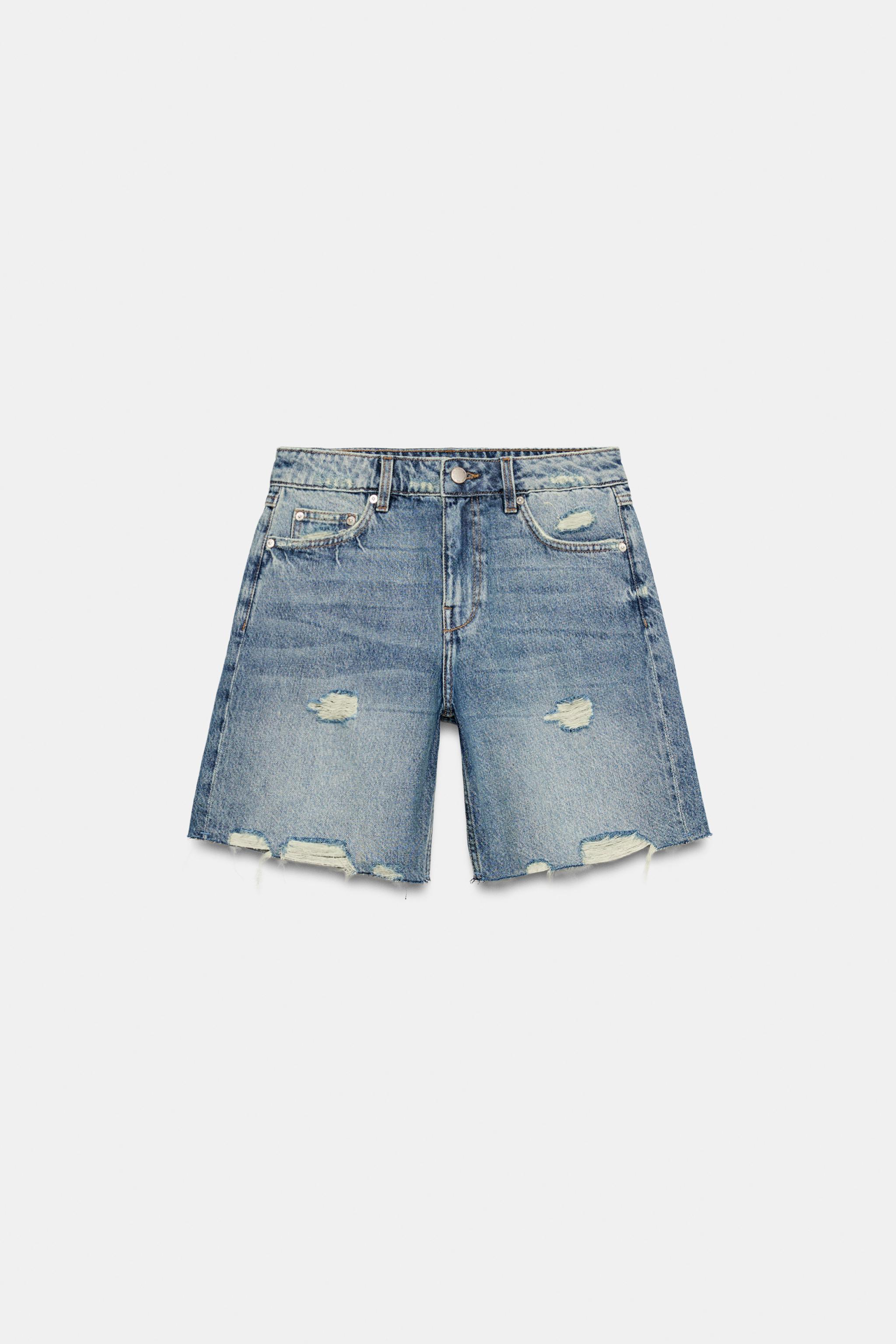 Женские шорты Zara Z1975 RIPPED DENIM SHORTS — фото 6