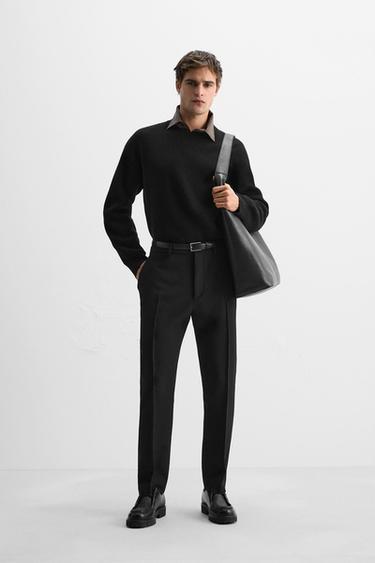 SUÉTER COMPACTO COM MISTURA DE LÃ - Preto da Zara - Imagem 0