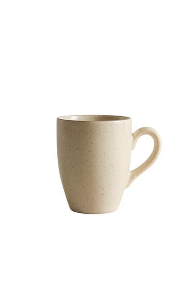 STONEWARE MUG WITH ANTIQUE FINISH RIM - Light ecru Zara