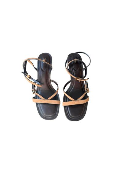 SPLIT SUEDE STRAPPY HEELED SANDALS