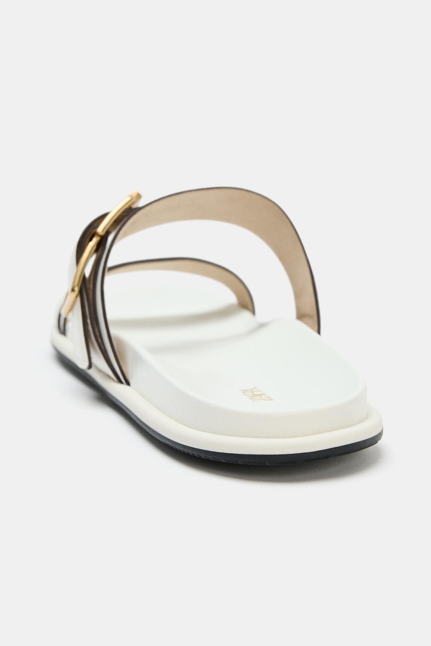 Женские сандалии Zara Buckle, цвет: Молочный белый — фото 4