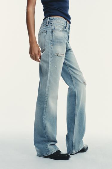 JEAN TRF WIDE LEG DÉCHIRURES TAILLE MOYENNE - Bleu de Zara - Image 5