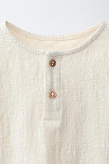 CONTRAST T-SHIRT WITH BUTTONS - Ecru by Zara - Image 2
