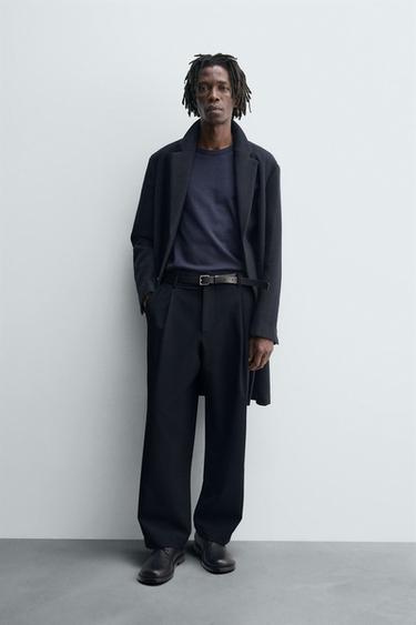 Zaras REGULAR FIT-KAPPA MED ULL - Marinblå