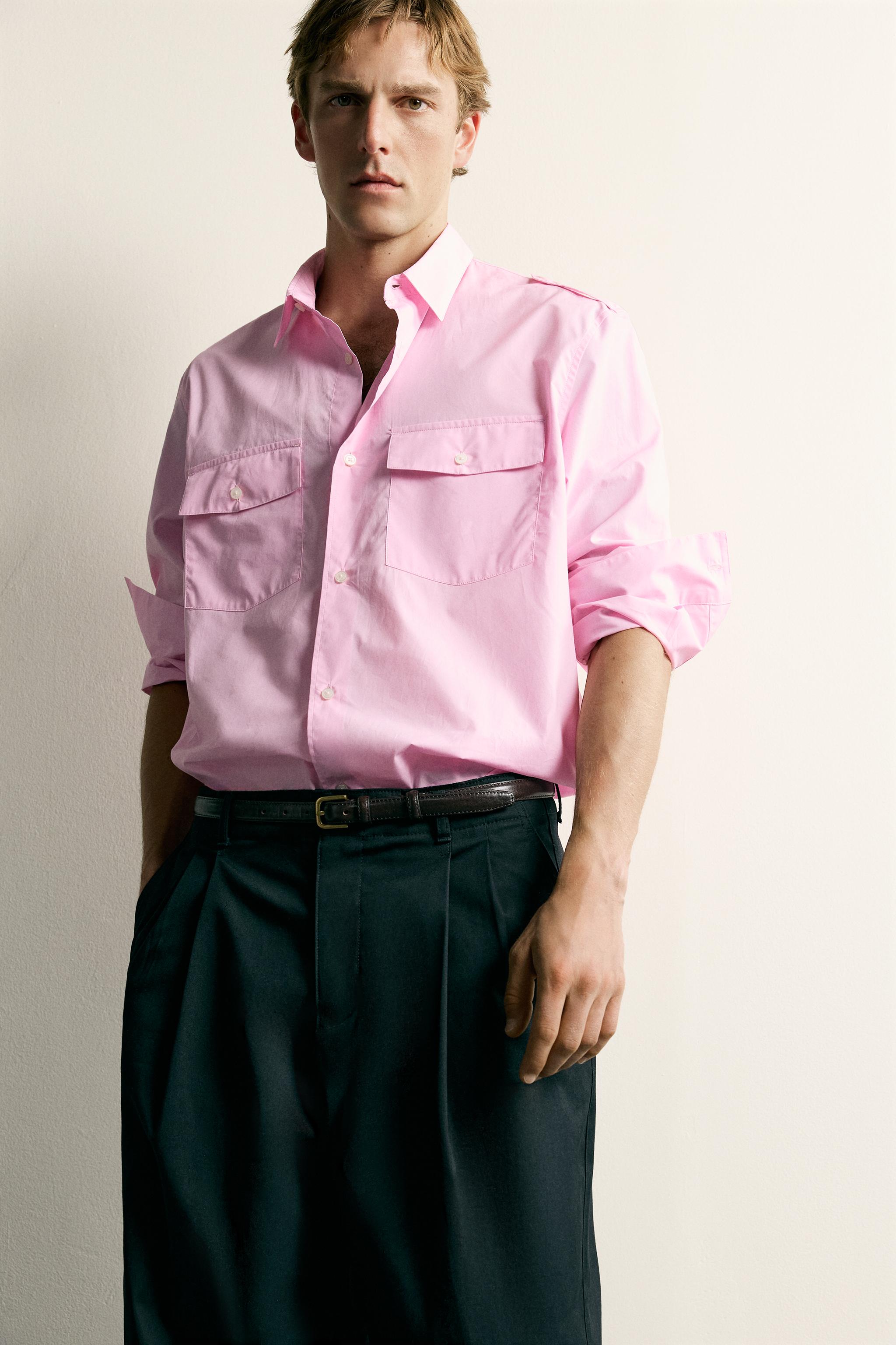 RELAXED FIT TAB DETAIL SHIRT