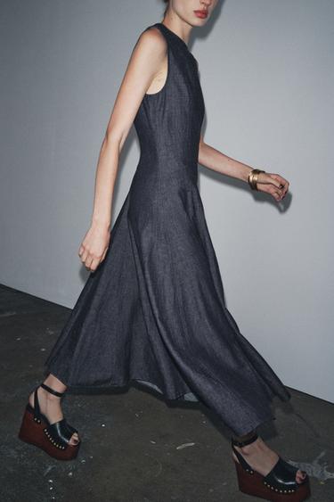 ZW COLLECTION DENIM MIDI DRESS - Dark indigo by Zara - Image 3