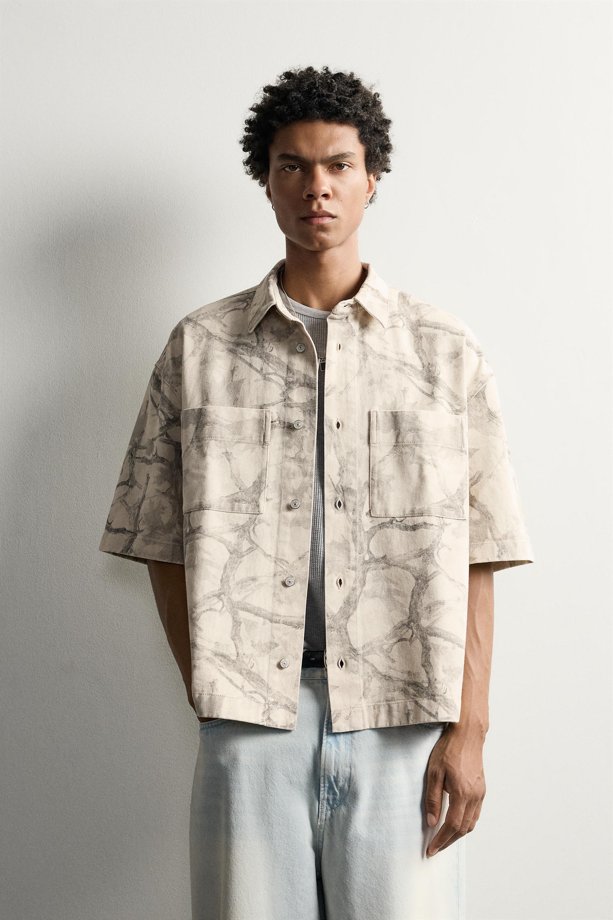 ABSTRACT PRINT BOXY FIT OVERSHIRT — Printed