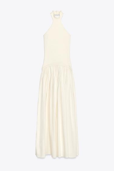 Zara COMBINATION HALTER DRESS - Ecru