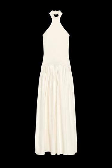 KOMBINIERTES NECKHOLDER-KLEID - Cremefarben von Zara - Bild 0