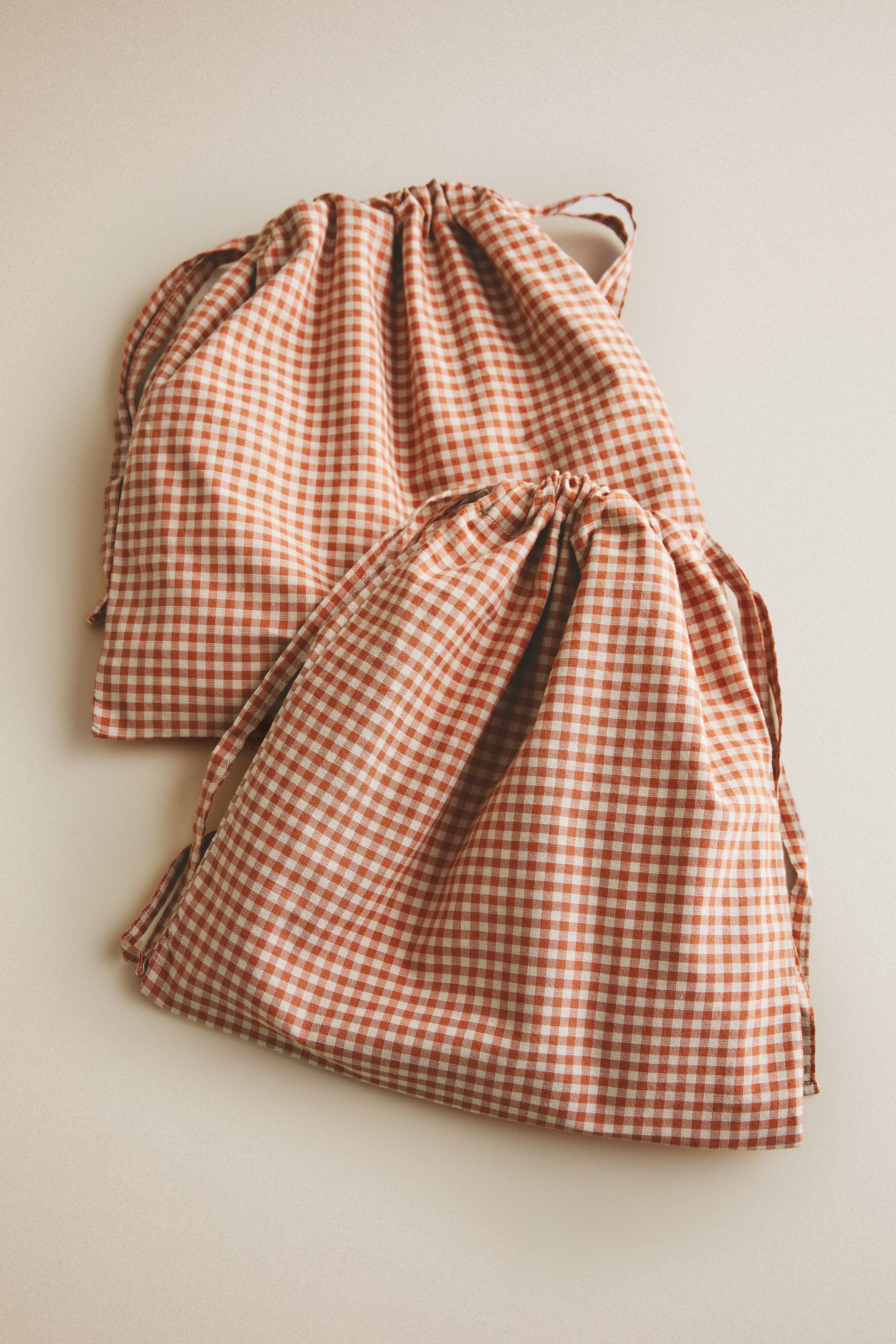 VICHY COTTON BABY BAGS (PACK OF 2) — Dark orange