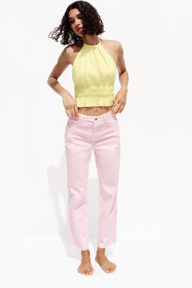 SATIN HALTER TOP - Yellow by Zara - Image 0