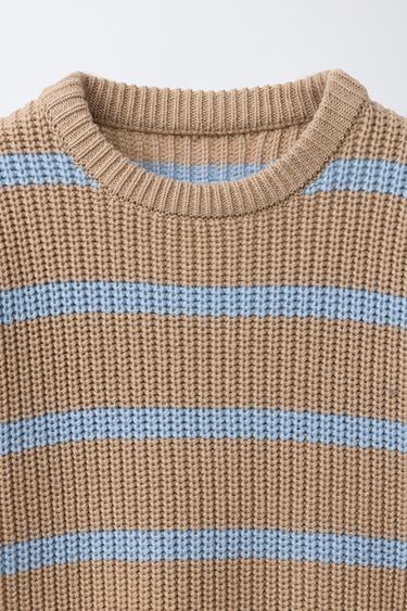 PULL EN MAILLE À RAYURES - Beige clair de Zara - Image 2