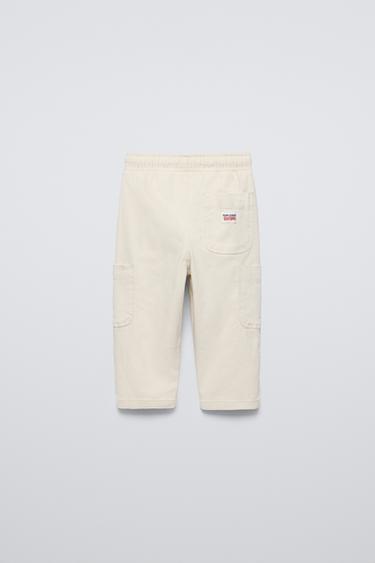 PANTALON STRAIGHT EN SERGÉ AVEC CORDONS - Écru de Zara - Image 1