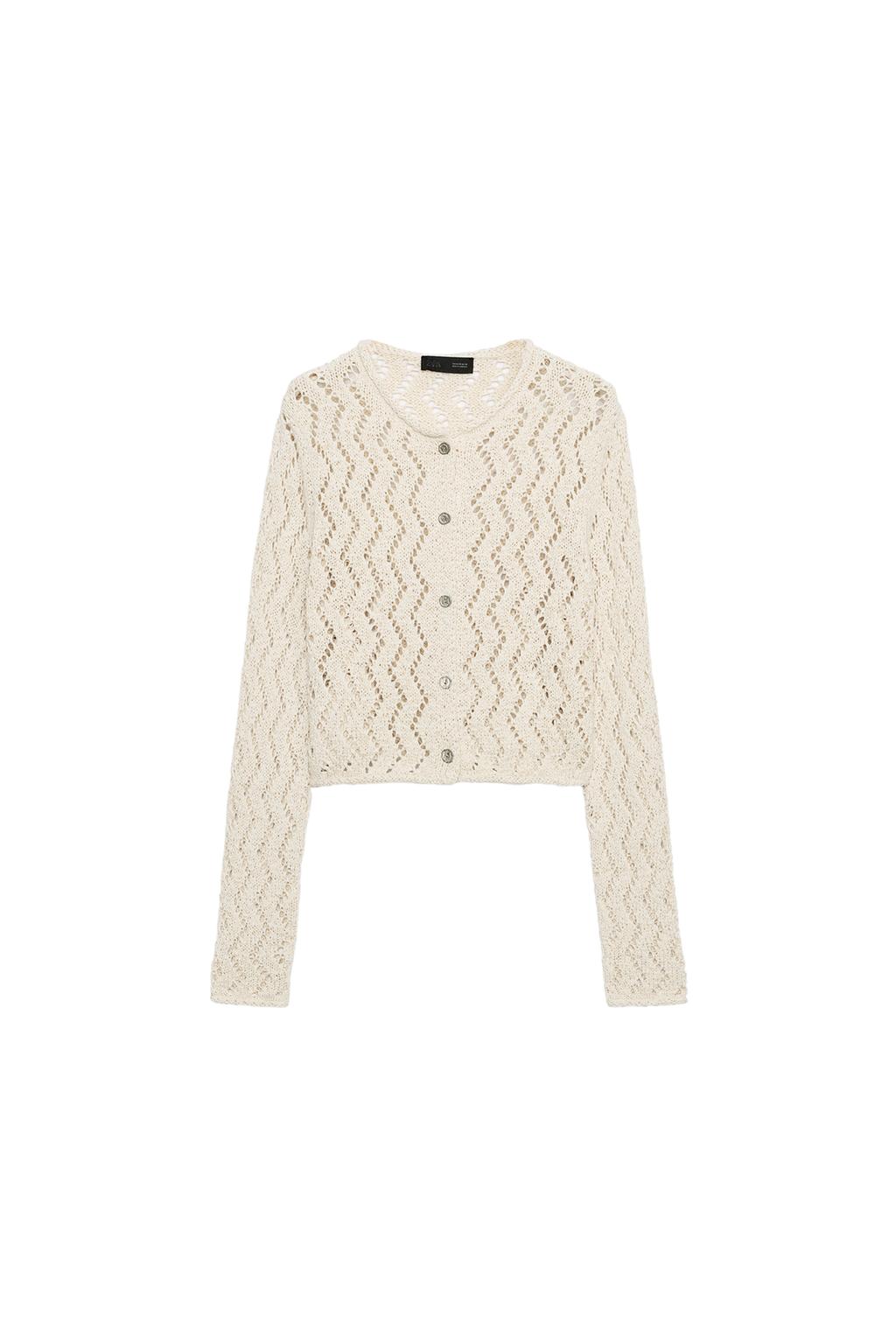 ZIGZAG OPEN-KNIT CARDIGAN - image 3