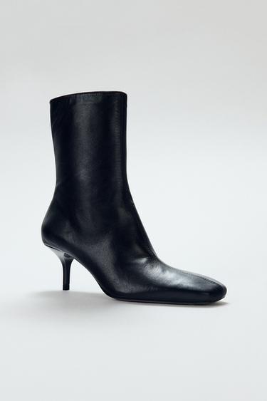 ΔΕΡΜΑΤΙΝΟ ΜΠΟΤΑΚΙ SOFT ΜΕ ΛΕΠΤΟ ΤΑΚΟΥΝΙ - Μαύρο του Zara