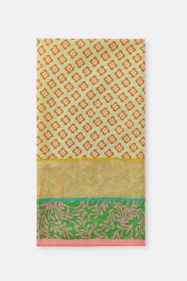 FOULARD À IMPRIMÉ CARREAUX DE CIMENT EN COTON - Vert de Zara