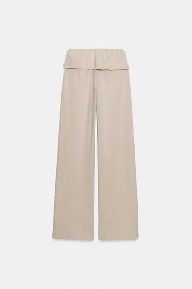 WASHED-EFFECT INTERLOCK TROUSERS - Beige by Zara - Image 6