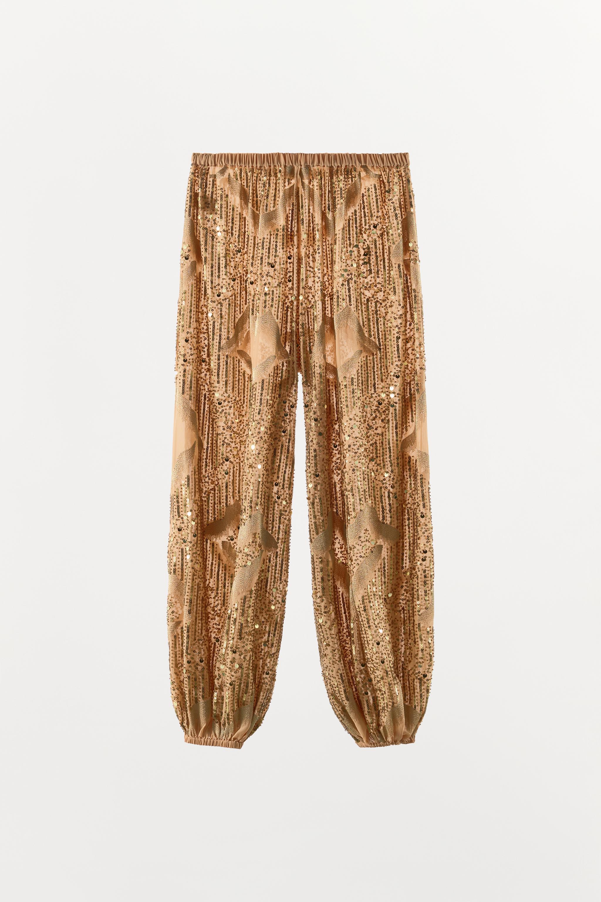 BEADED AND SEQUIN BALLOON PANTS