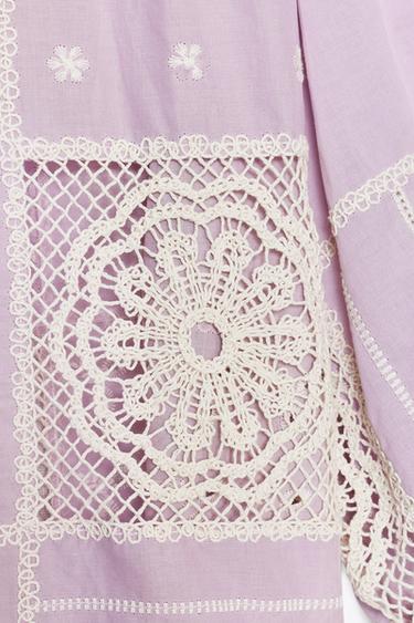 CONTRAST CROCHET SHIRT - Lilac / White by Zara - Image 6