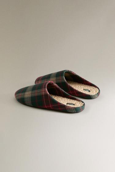 CHAUSSONS CHAUDS CARREAUX - Vert de Zara - Image 4