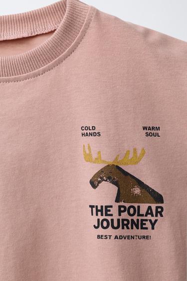 T-SHIRT IMPRIMÉ MONTAGNE - Rose foncé de Zara - Image 2