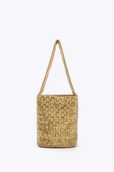 SEQUINNED MINI BUCKET BAG - Golden by Zara