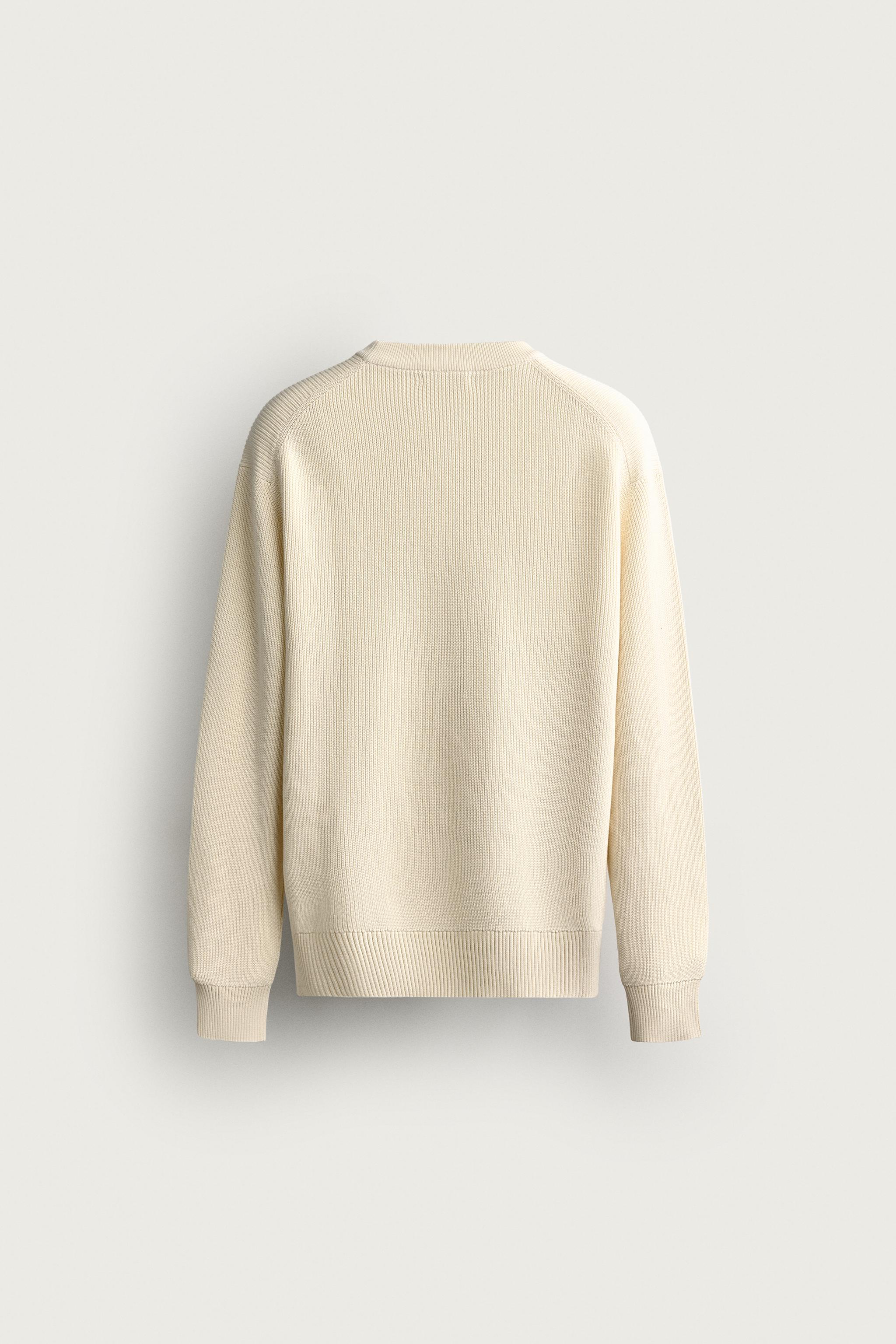 REGULAR FIT PURL KNIT JUMPER — Ecru