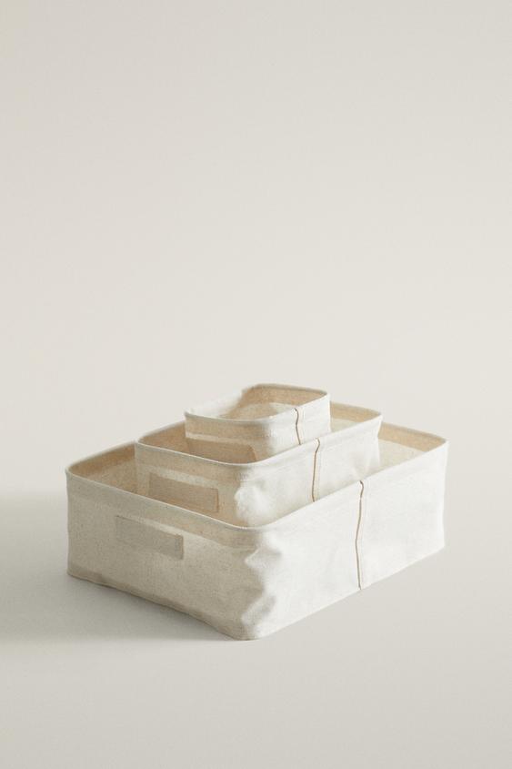 Zara LINEN ORGANIZER BASKET - Light beige - Image 0