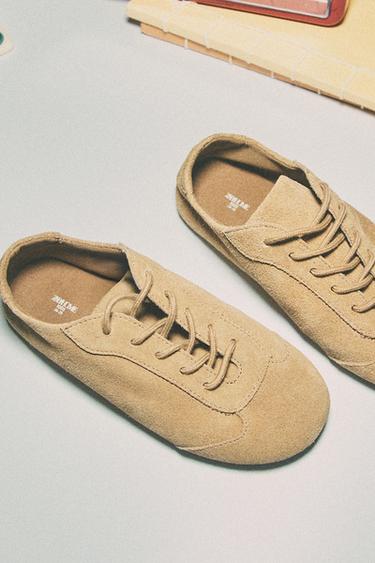 KIDS' LEATHER TRAINERS - Taupe Grey by Zara - Image 5
