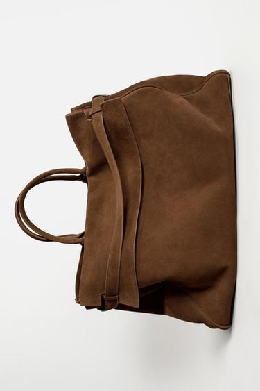 BOLSA DE MANO PIEL - Marrón de Zara