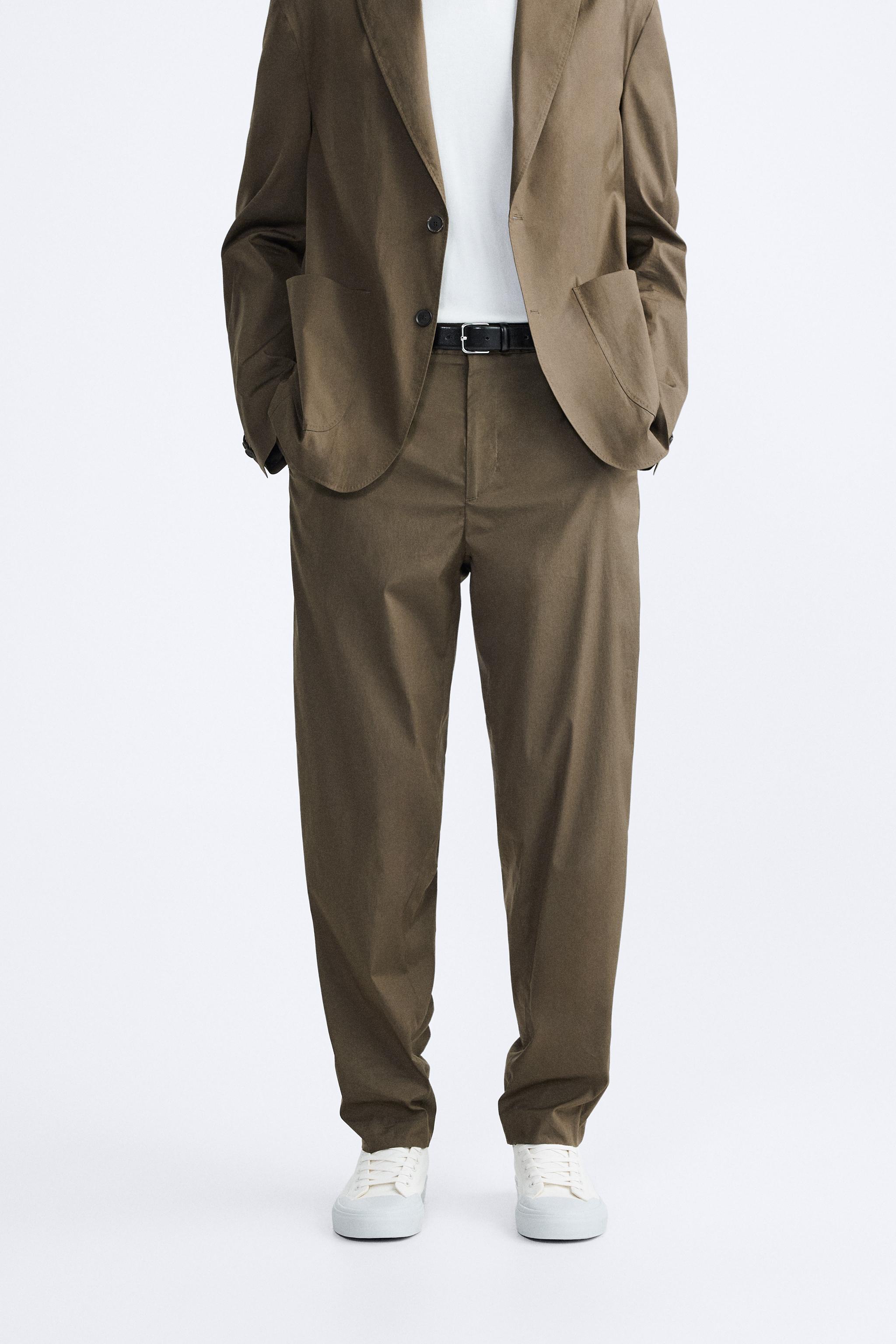 VISCOSE - LINEN SUIT PANTS - Sand