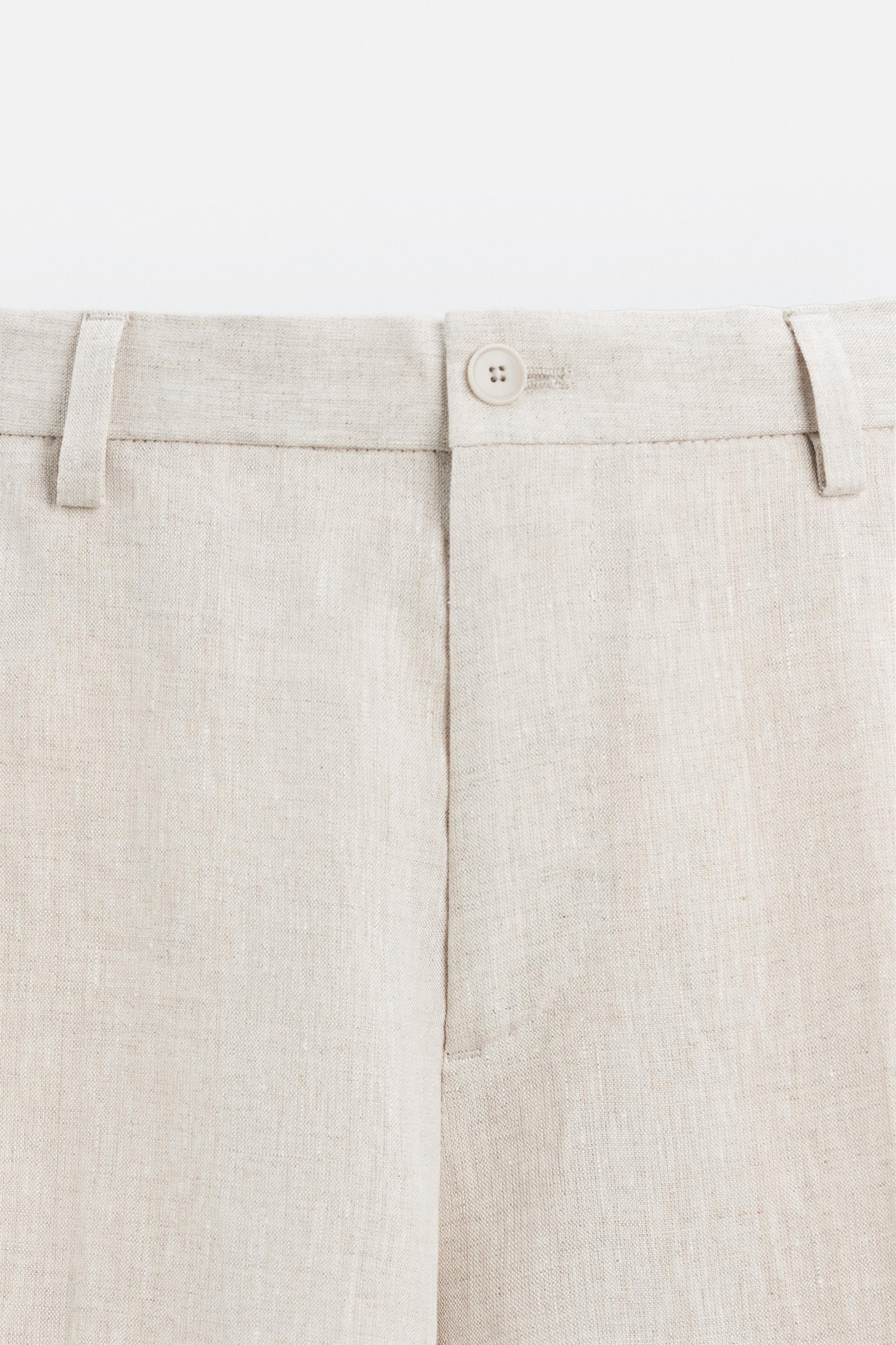 Beige Zara Hombre Pantalon Lino Sale Pantal Pantalon De Lino