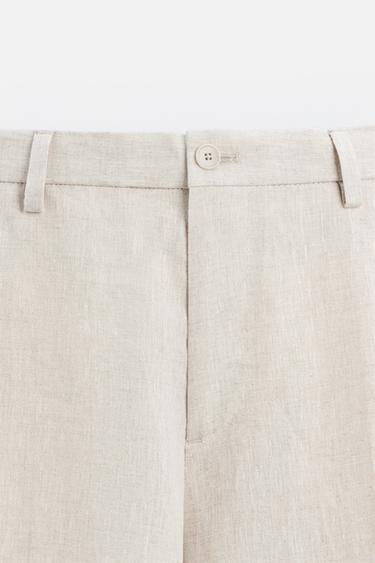 100% LINEN SUIT TROUSERS - Light beige by Zara - Image 6