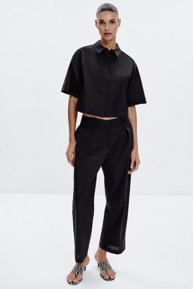 WIDE-SLEEVE POPLIN SHIRT - Black by Zara